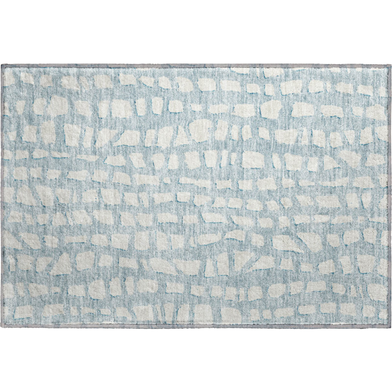 Premium Machine Washable Prisco Sky Rug, Rectangle 1'8" x 2'6"
