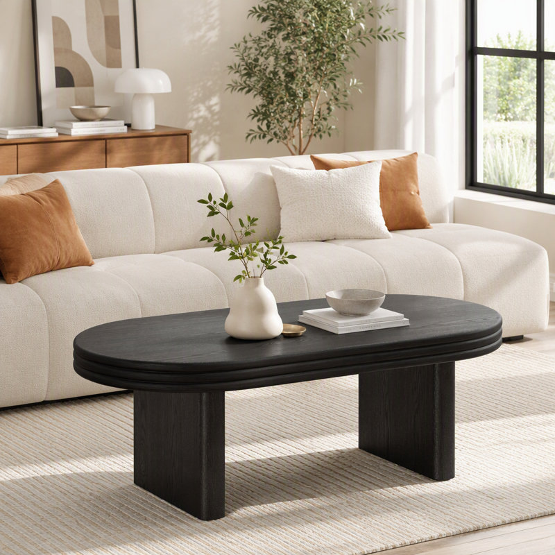 Table basse ovale moderne Mid Century, Noir