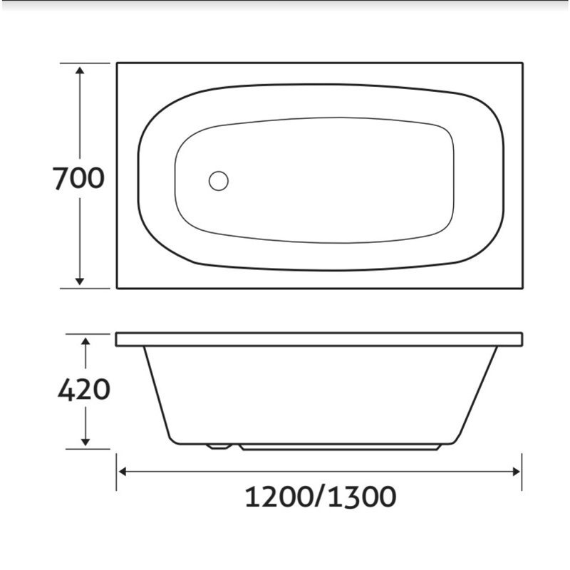 Liza 1300mm x 700mm Soaking Acrylic Bathtub