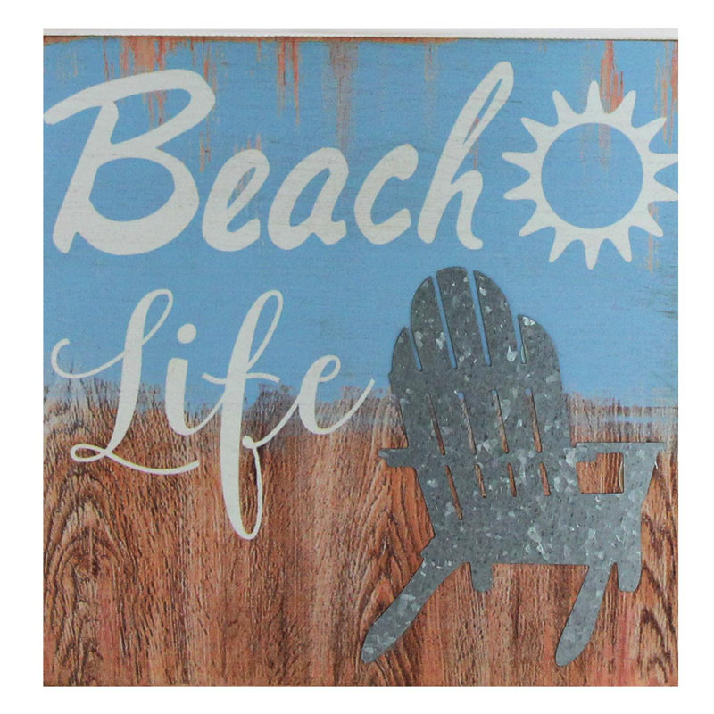 8 "Plaque décorative en bois vieilli" Beach Life "