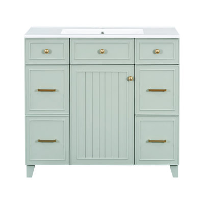 Meuble-lavabo 36 po avec lavabo en céramique et tiroir, porte, armoire de rangement