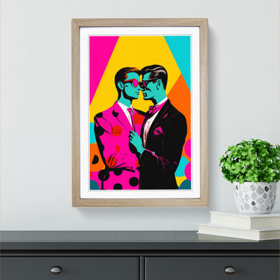 XYZ-FRM-V1223-6303 Two Men in Love Pop No.2 1 Piece Single Picture Frame Wall Art