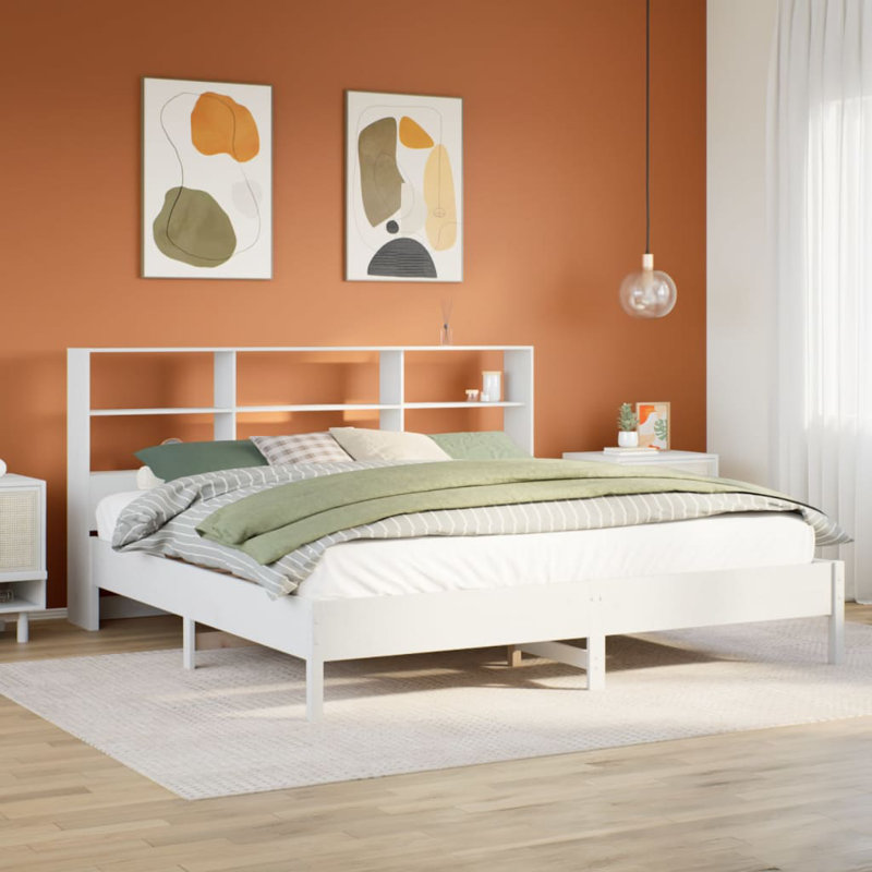 Ardoin Solid Wood Bed, 110cm H x 228.5cm W x 186cm D, White