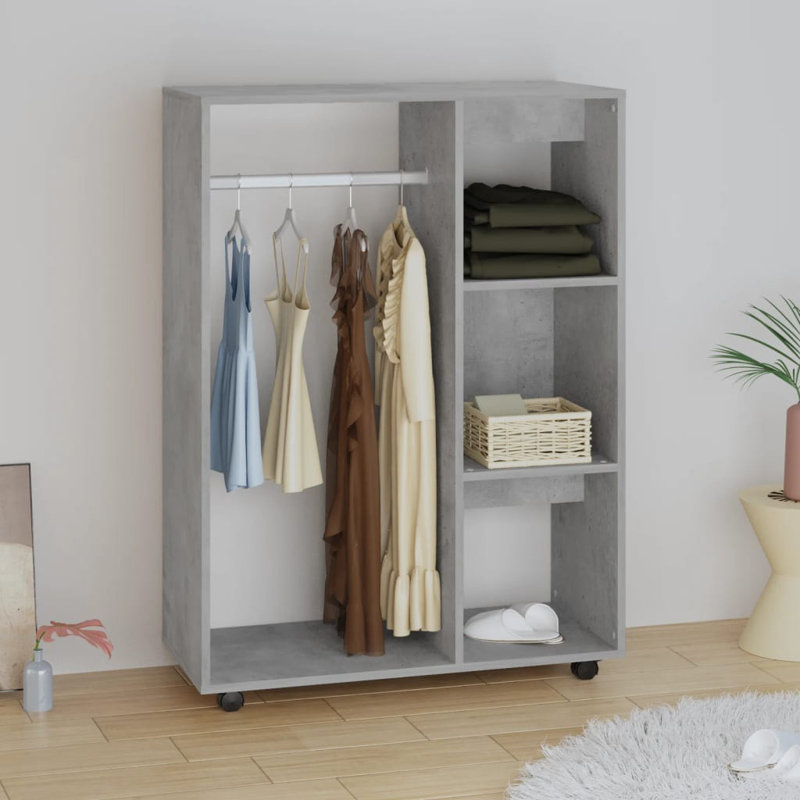 Ayanda Manufactured Wood Wardrobe, Concrete Grey