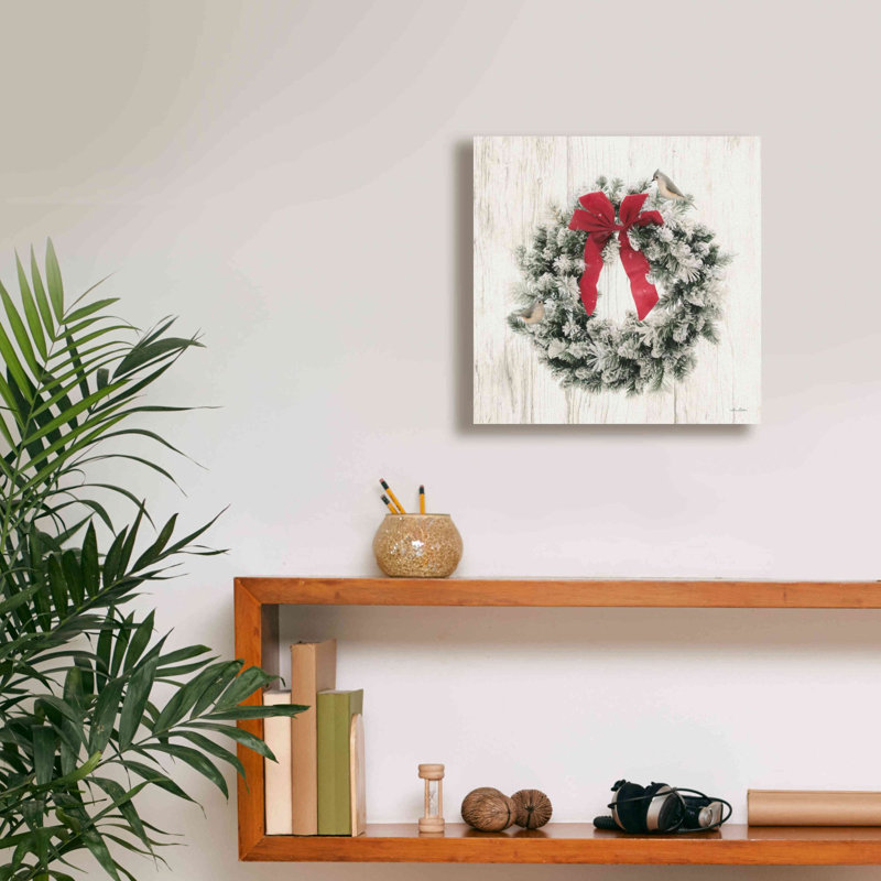 «Titmouse Christmas Wreath» par Lori Deiter, art mural sur toile, H 12 po x l 12 po x P 0,75 po