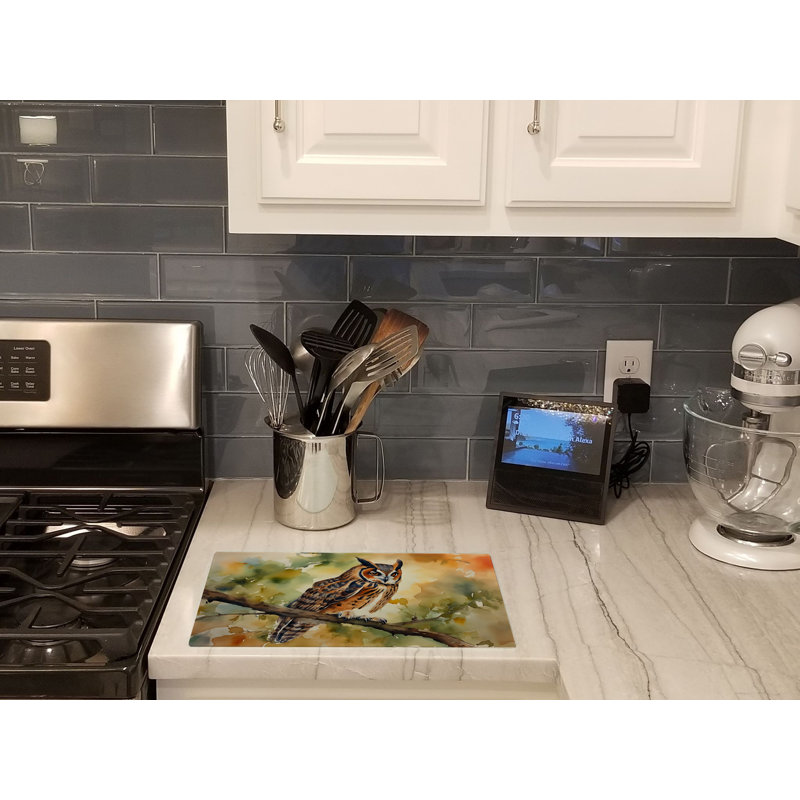 Long-Eared Owl Glass Cutting Board