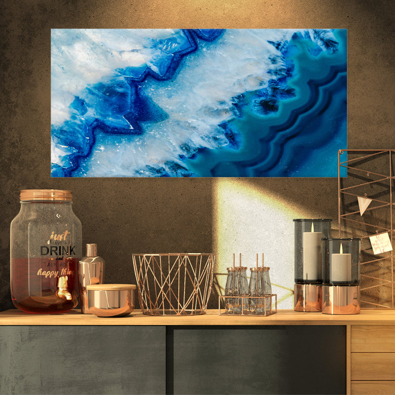 «Geode Slice Macro», art abstrait, H 16 po x l 32 po x P 1 po, Toile avec cadre flottant