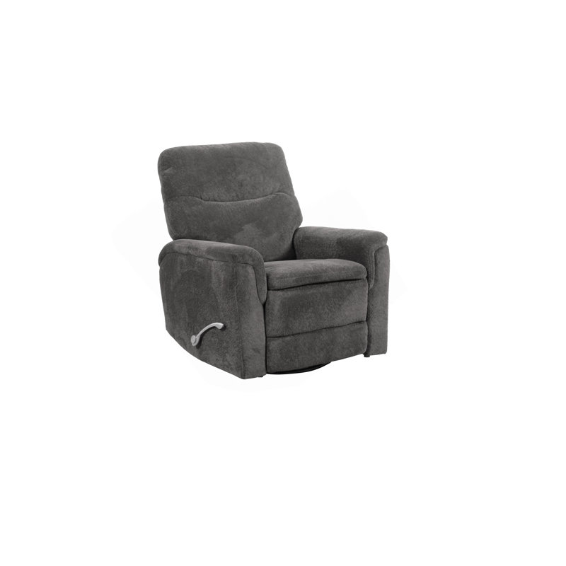 Man Wah Cozy Upholstered Swivel Recliner, Gunmetal