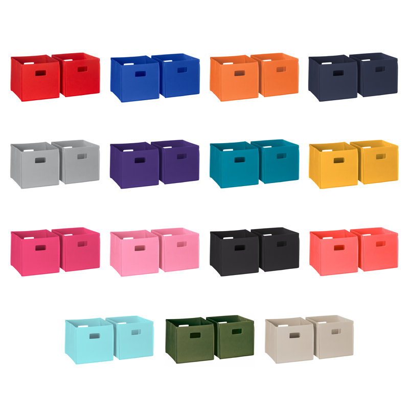 Olive Green Collapsible Plastic Cube Storage Bins, Set of 2