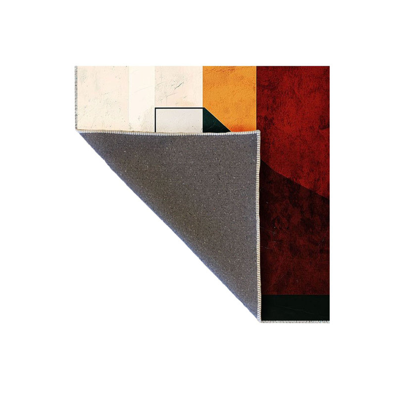 Tapis décoratif multicolore à motif géométrique abstrait, Sous-tapis rectangulaire de 3 pi 3 po x 4 pi 11 po