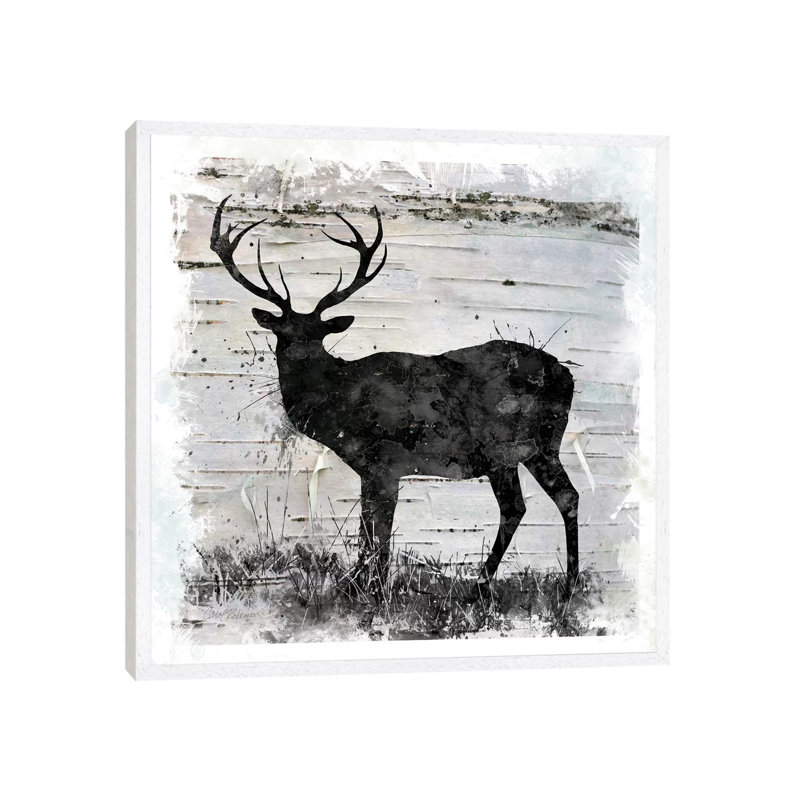 Birchbark Deer by Carol Robinson - Painting on Canvas, 45.72 cm H x 45.72 cm W, White Framed