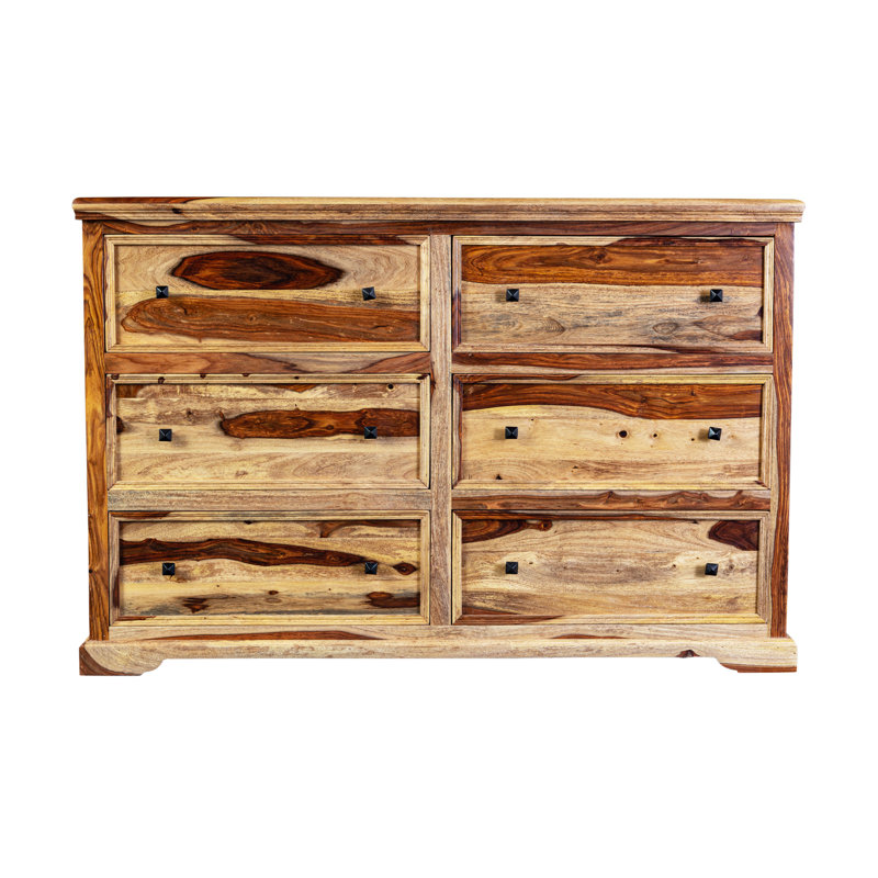 Feliciano Solid Wood 59'' W 6 - Drawer Dresser, Natural