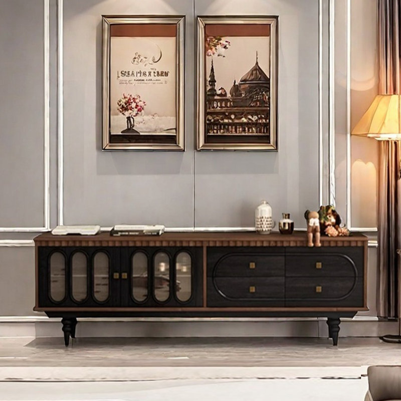 Meuble télé rétro en bois massif de style français, 78.74"