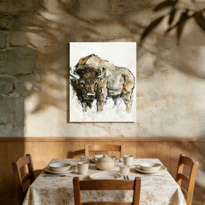 Western American Buffalo, art mural non encadré, L 36 po x l 24 po
