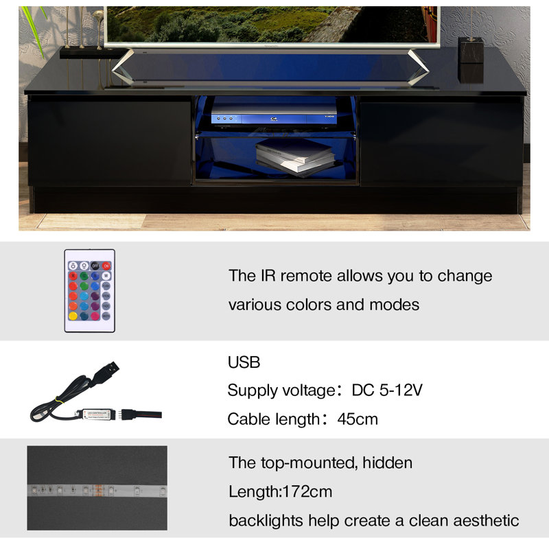 Kincheloe TV Stand for TVs up to 55", Black