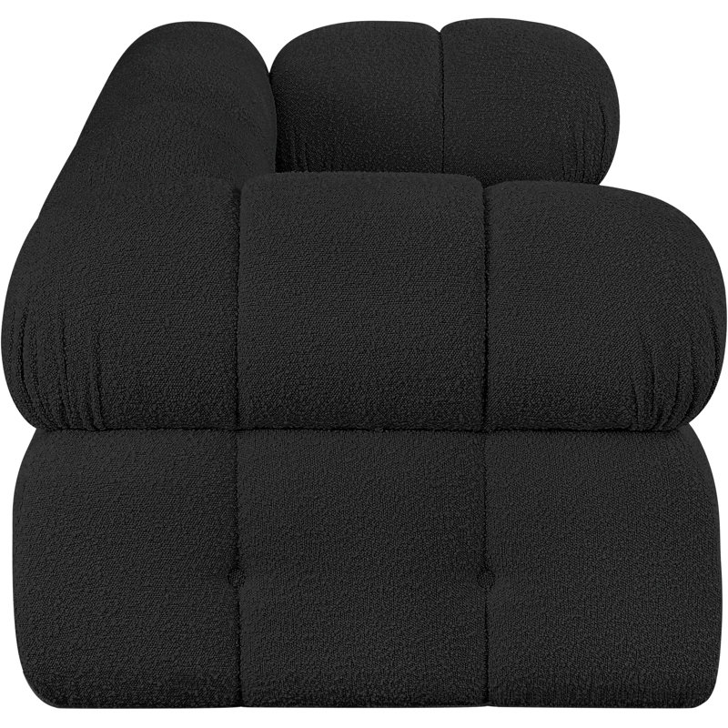 Ames Upholstered Sofa, Black Boucle Fabric, 2 Corner
