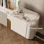 Console multimédia 78,7 po avec 3 armoires, couleur blanche, plateau de table en pierre frittée, non assemblé