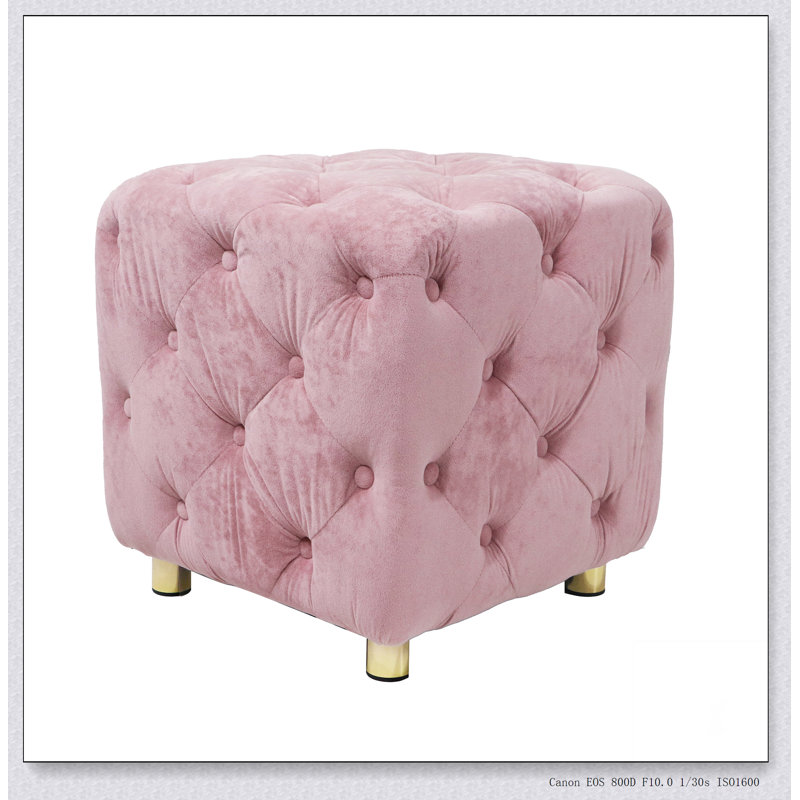 Repose-pieds rembourré en velours beige moderne, petite table de bout exquise, repose-pieds moelleux, Beige