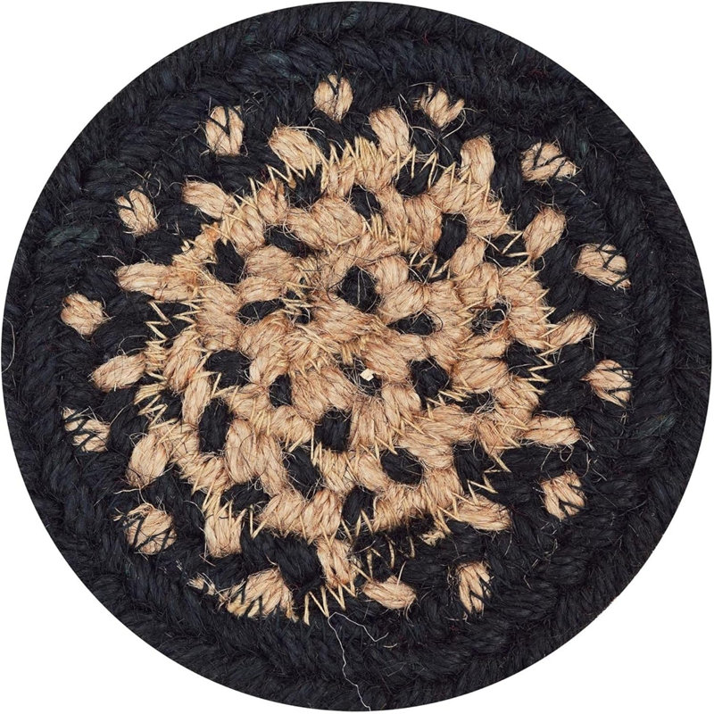 Ensemble de 6 sous-verres en jute de qualité supérieure pour table, Noir / brun clair