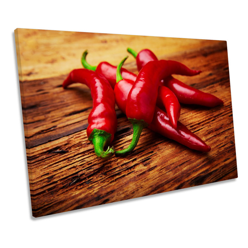 Red Chilli Kitchen Hot - Wrapped Canvas Print, 81.3cm H x 121.9cm W x 4cm D