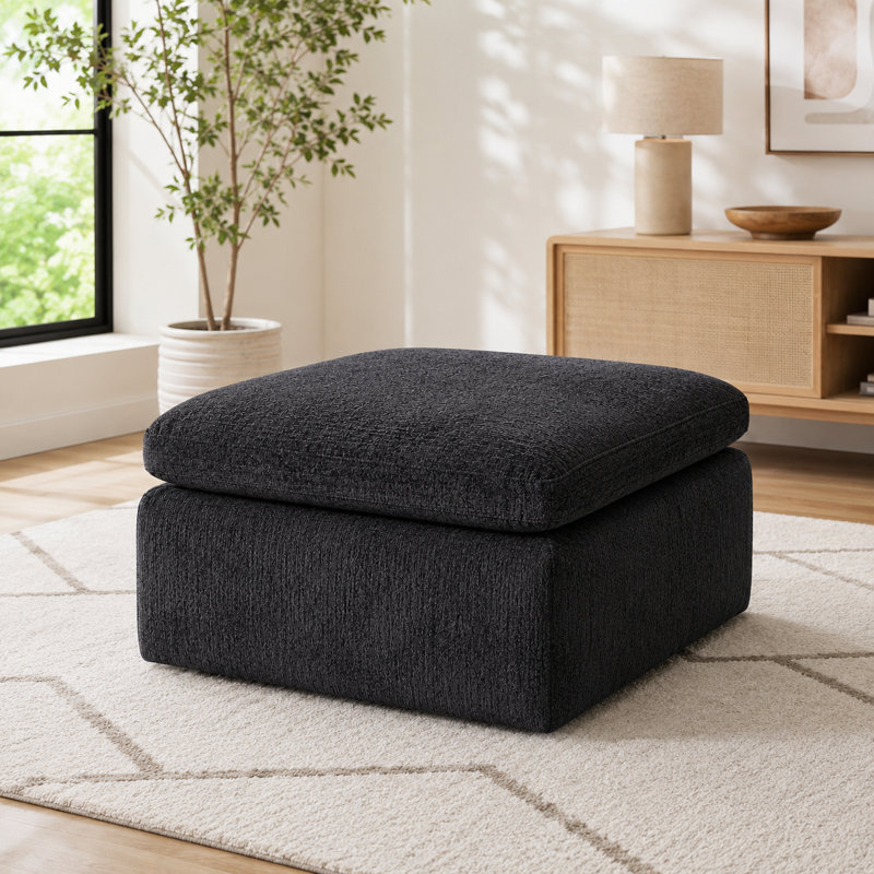 Repose-pieds Ashville en chenille, un module pour canapé modulaire, Black