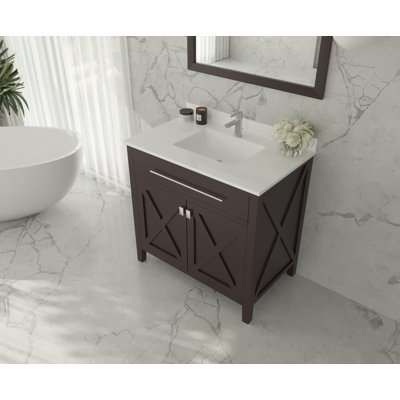 Pyles 36'' Single Bathroom Vanity with Solid Surface Top