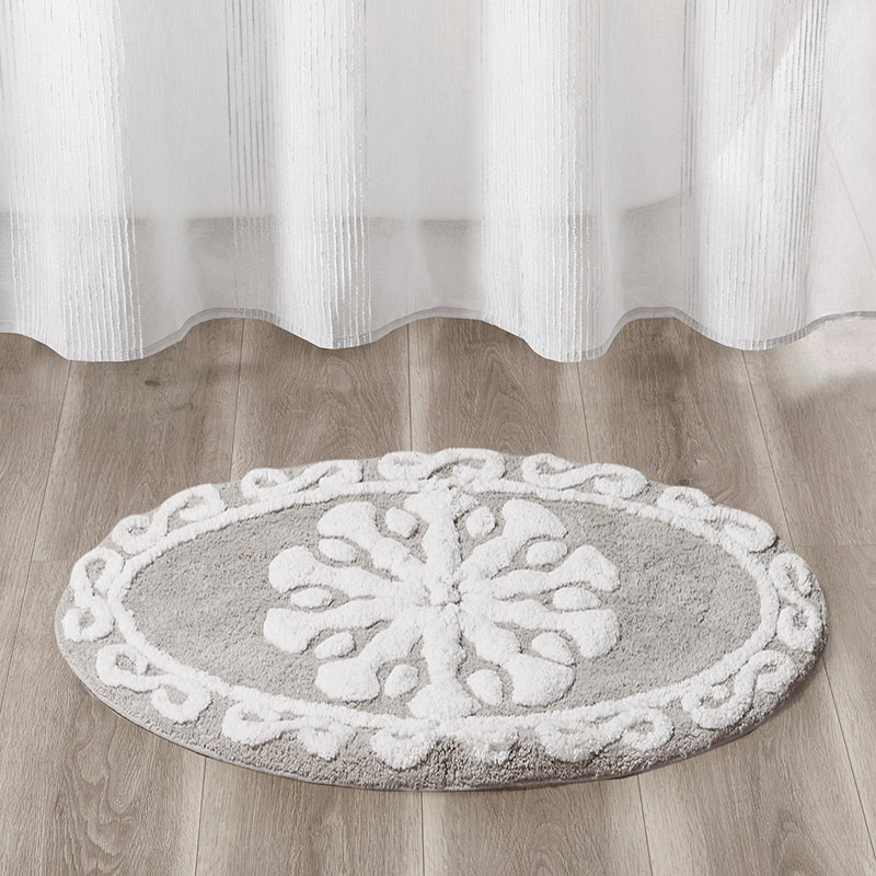Medallion Cotton Tufted Bath Rug, Taupe