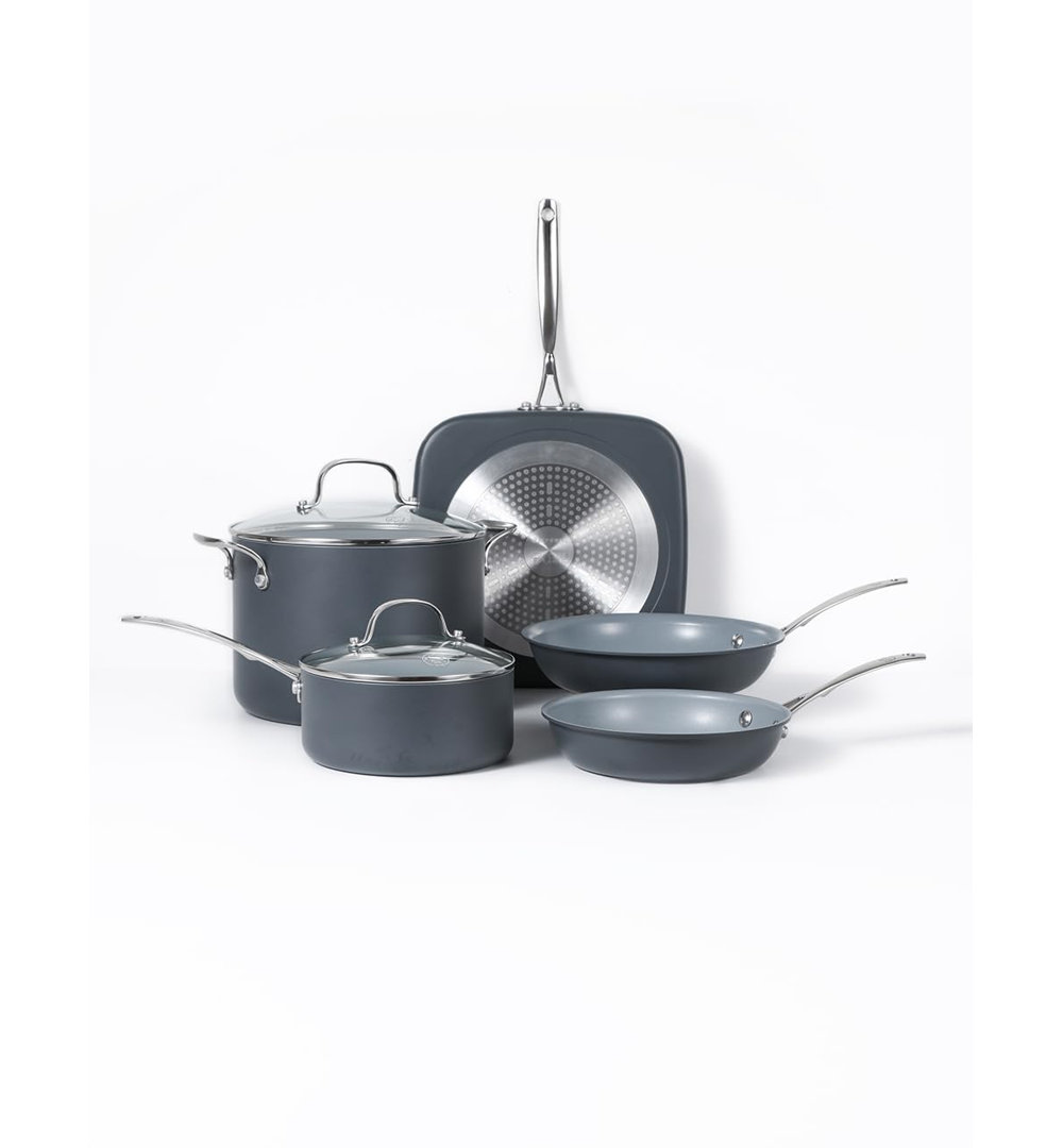 CHK Series COMMERCIAL CHEF 7-Piece ECOPAN Hard Anodized Aluminum Cookware Set Commercial Chef
