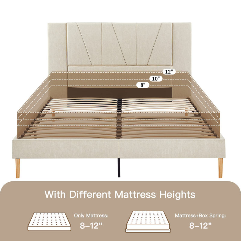 Structure de lit en acier Breeda, Beige