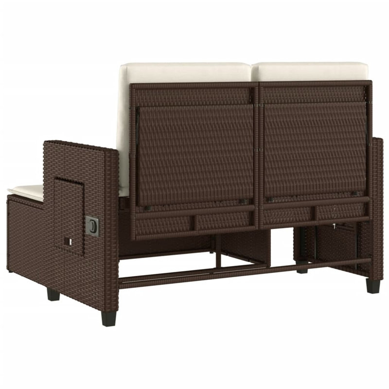 Banc de patio inclinable avec coussins Vidaxl, Blanc crème / brun