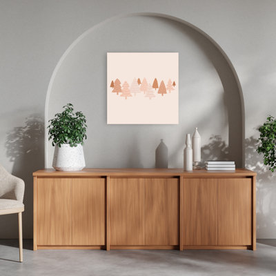 «Blush Forest Trees», arbre de Noël contemporain abstrait, paysage d'hiver, reproduction d'art mural