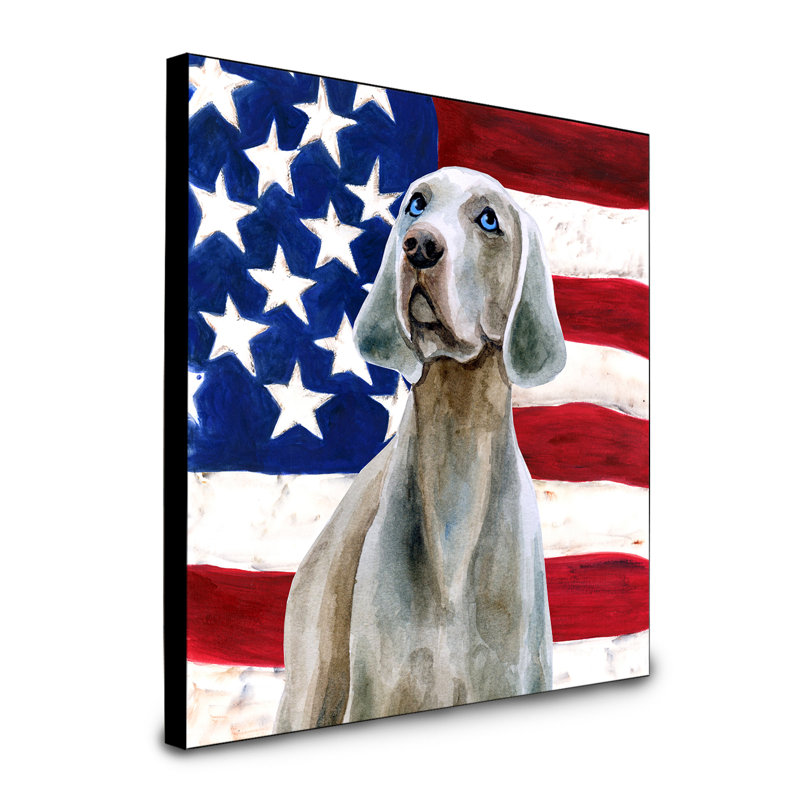 Panneau mural patriotique art Double Down, Weimaraner