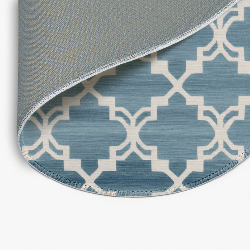 Tapis bleu intérieur et extérieur Trellis, Rond 5 pi