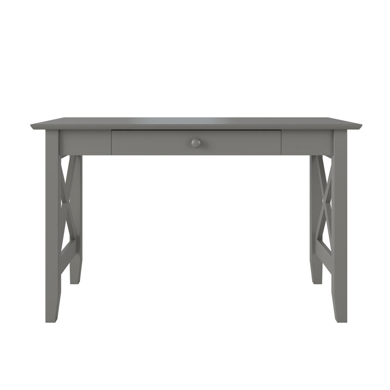 Tarajhi Solid Wood Desk with Drawer, Gray