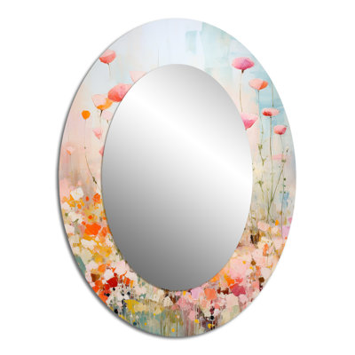 Whimsical Kids floral Haven II - Fantasy Oval Decorative Mirror On Metal