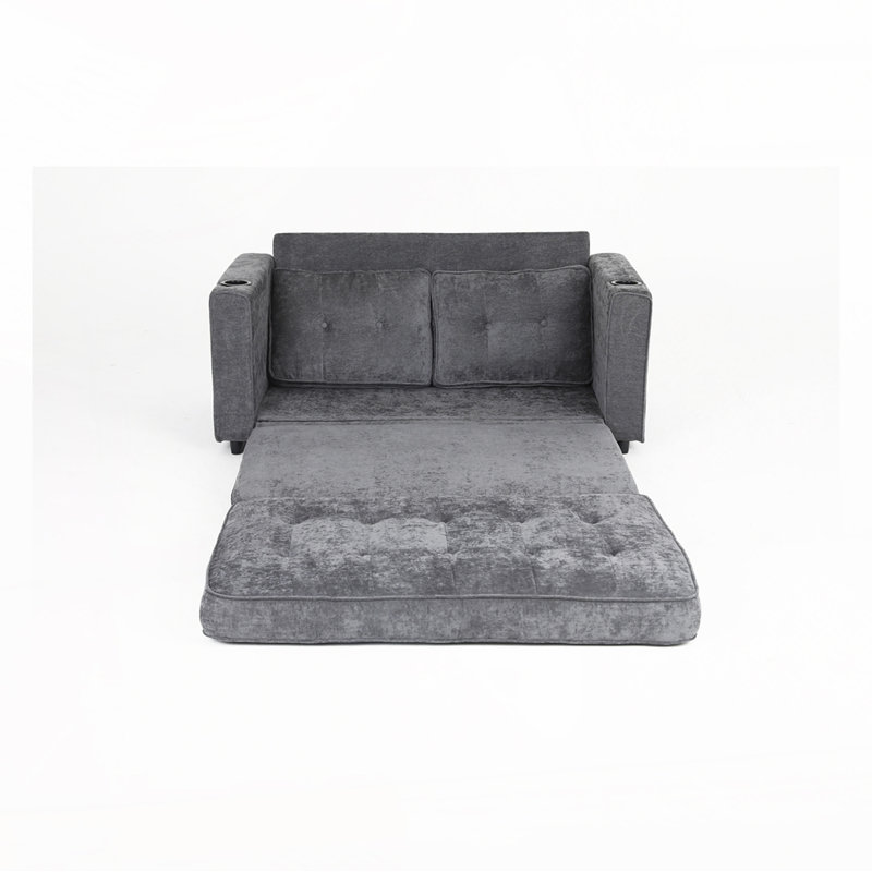 Convertible Futon Couch Sleeper Sofabed, Dark Gray
