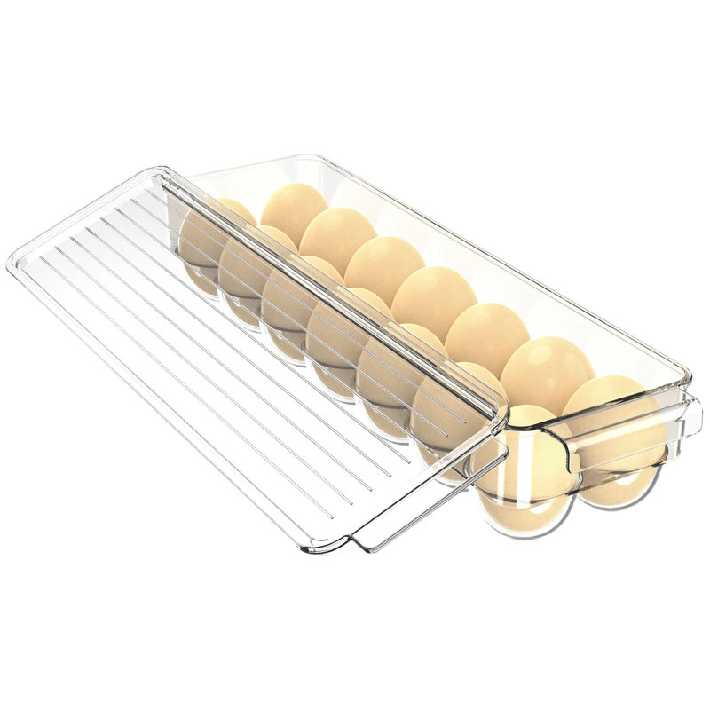 Contenant à œufs avec couvercle et poignée pour l'organisation du réfrigérateur - Paquet de 2 - Support à œufs empilable transparent pour cuisine ou garde-manger