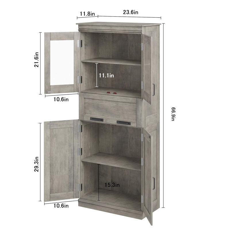 Freestanding Bathroom Cabinet, Grey