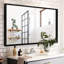 Miroir mural 36x30inch noir pour salle de bain - Verre flottant HD, meuble-lavabo simple de conception classique avec drainage automatique à cadre en métal, style moderne-652157167