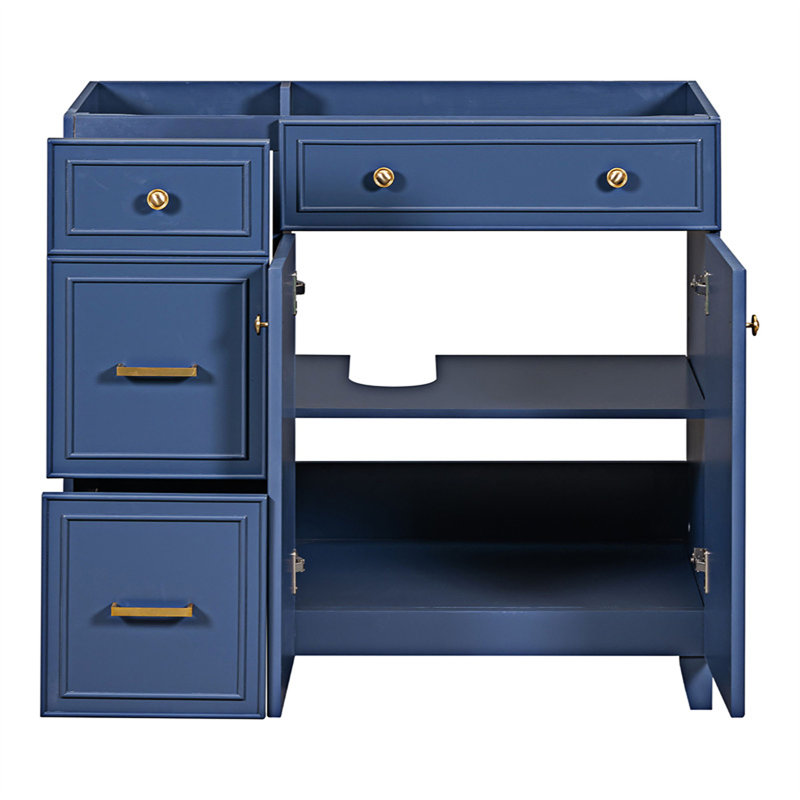 Base de meuble-lavabo moderne avec portes et tiroirs, Bleu marine