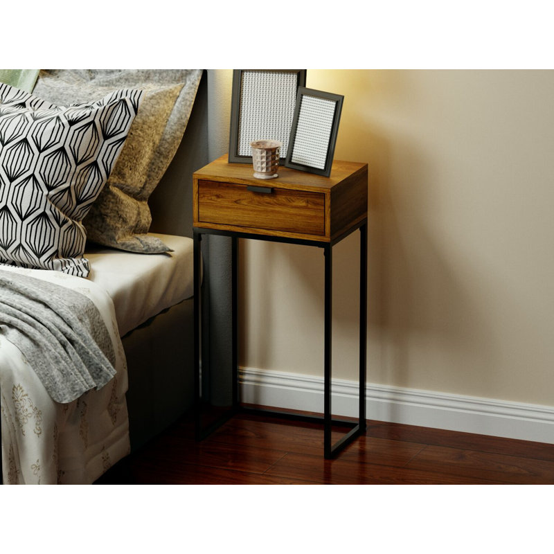 Aliveya 40cm W Metal Bedside Table