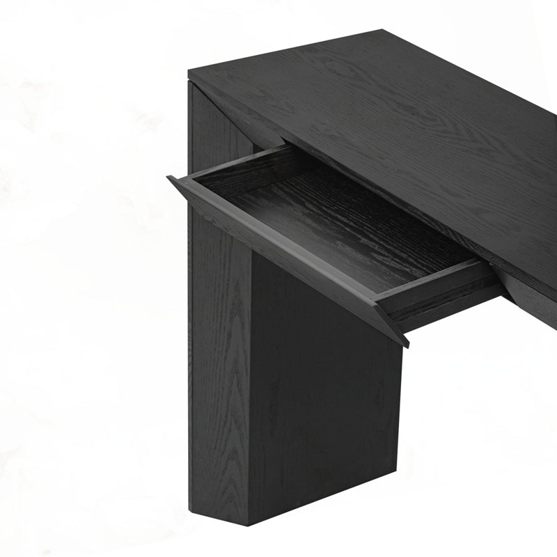 Console 60 po avec 2 tiroirs dissimulés, Noir