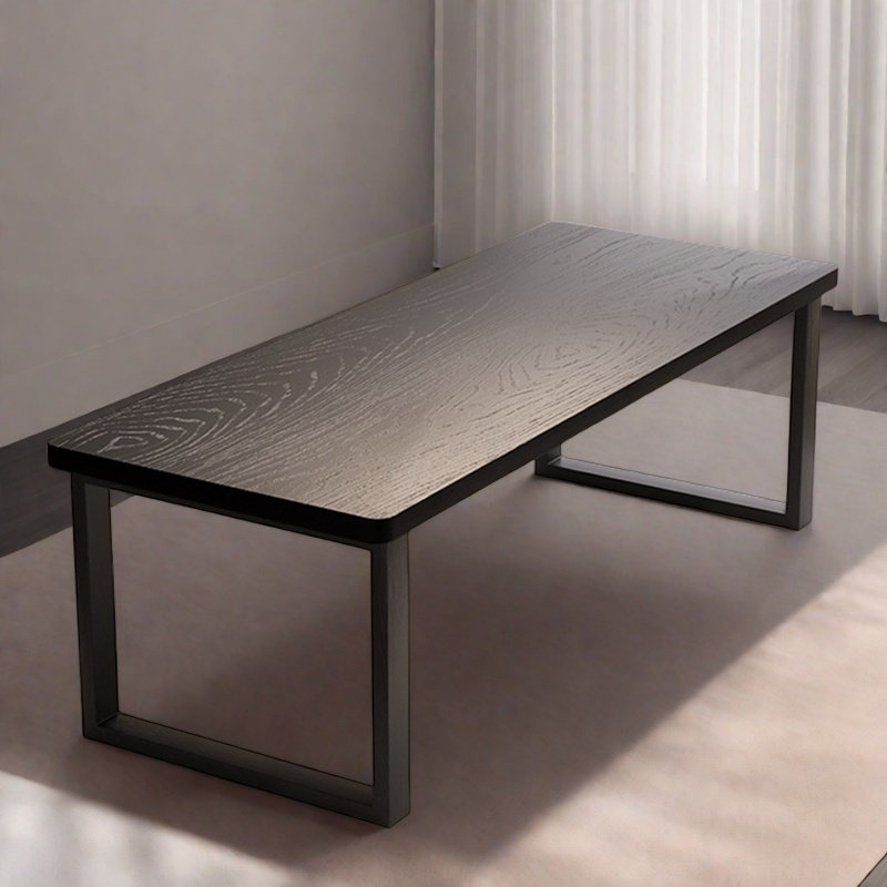Modern simple black solid wood dining table, 29.5"H x 78.7"L x 31.4"W