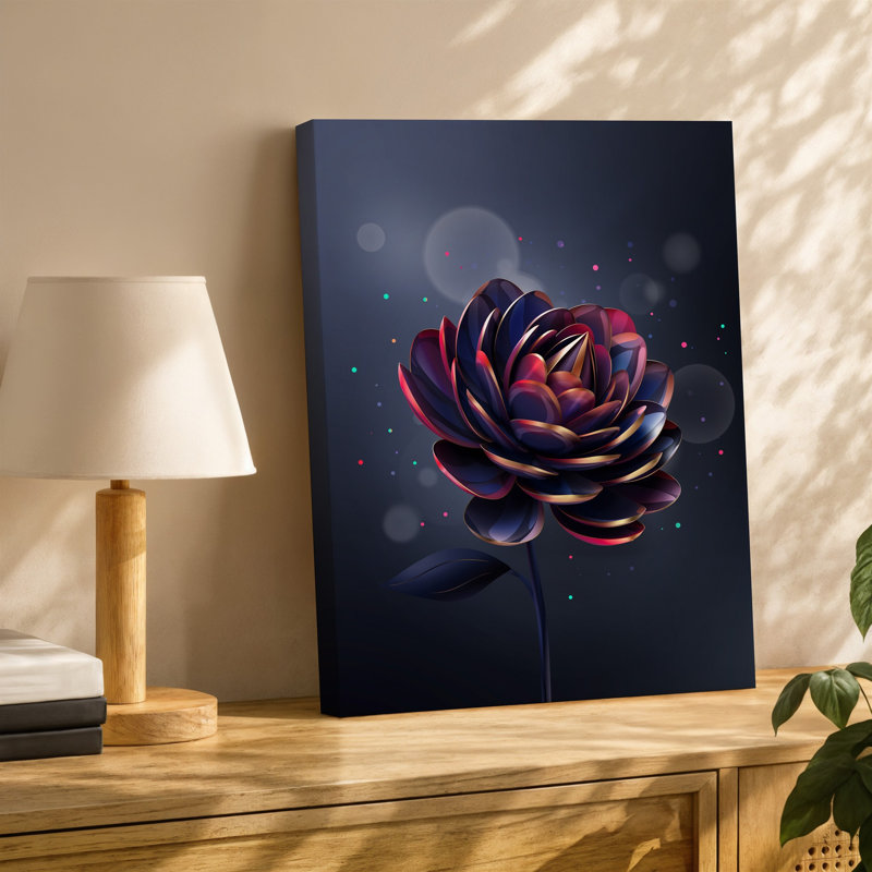 Reproduction d'art sur toile, "Une fleur vibrante au design complexe avec des pétales superposés", H 24 po x l 18 po