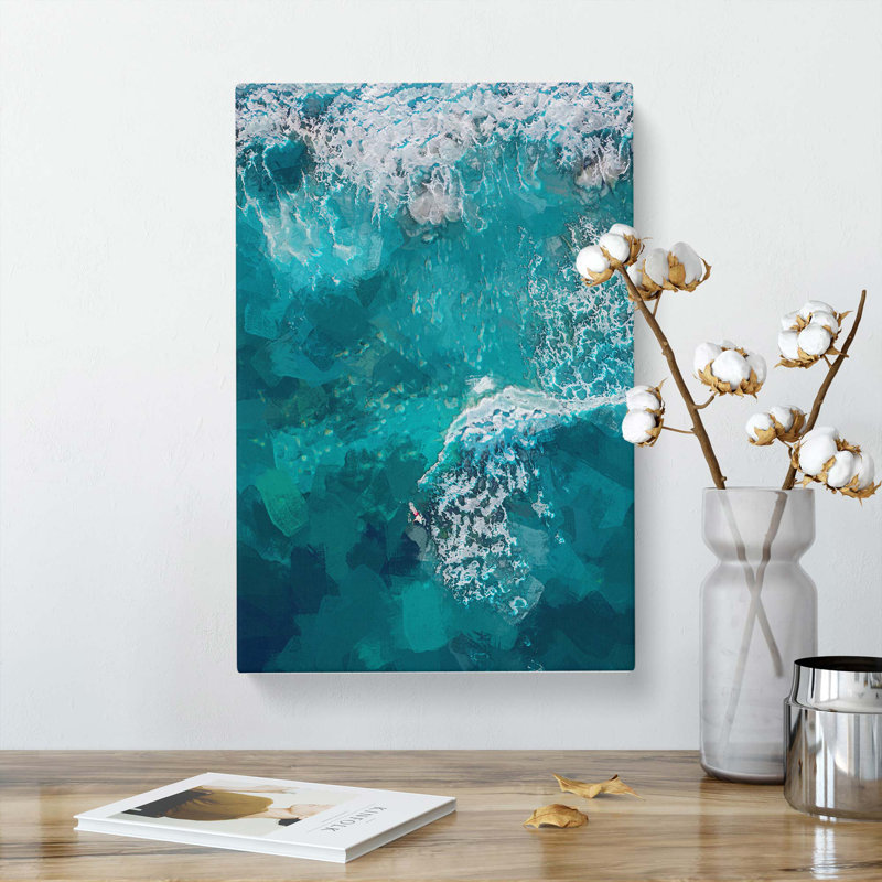 Surfer Upon The Vast Ocean - Wrapped Canvas Painting, 50cm H x 35cm W x 3cm D