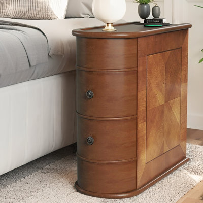 American Mid-Century End Table With Charging Station - 2 AC Outlets, 2 USB Ports, 2 Drawers, No Assembly Required? by Corrigan Studio