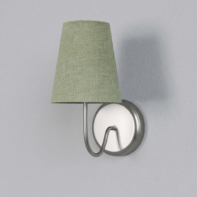 6''W Nickel Dimmable Wall Sconce With Green Shade