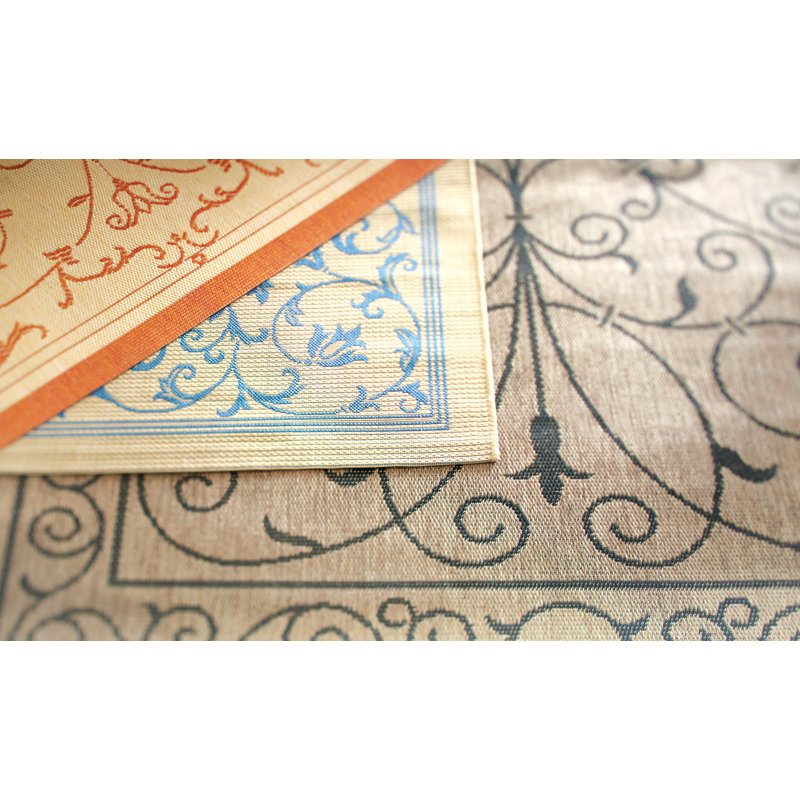 Arneshia Floral Tan/Blue Indoor/Outdoor Area Rug, Runner 2'3" x 12'
