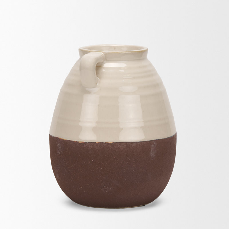 Grand vase en céramique Durtche, Crème, H 10,63 po x l 7,87 po x P 7,87 po