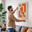 Burnt Orange Tessellation Geometric - Wrapped Canvas-1859841812-1859841818